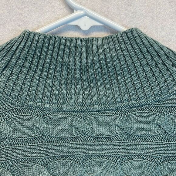 NWT J.JILL Sweater Women's XL Petite Storm Cloud Green Cable Knit Mock Neck $99 - Picture 15 of 16
